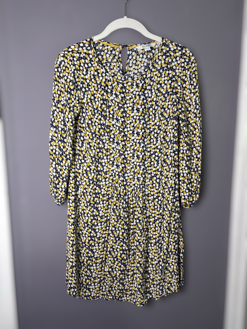 Boden Yellow Blue White Polka Dot Shift Mini Dress 2